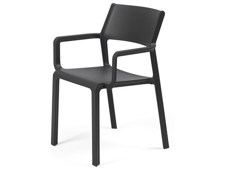 Nardi Trill Fiberglass Resin Antracite Stackable Dining Arm Chair