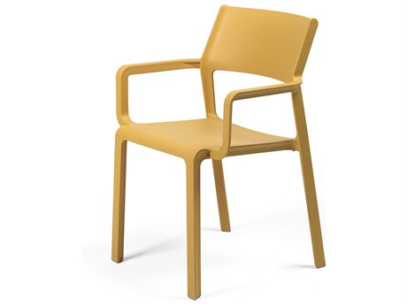 Nardi Trill Fiberglass Resin Senape Stackable Dining Arm Chair