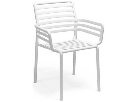Nardi Doga Fiberglass Resin Bianco Stackable Dining Arm Chair