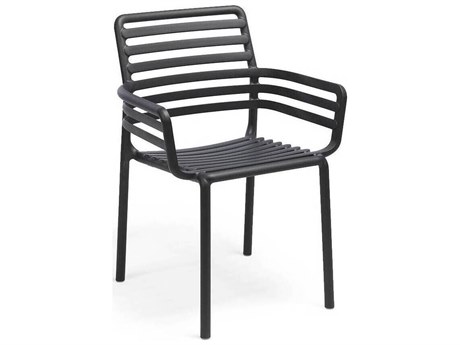 Nardi Doga Fiberglass Resin Antracite Stackable Dining Arm Chair