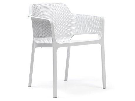 Nardi NET Fiberglass Resin Bianco Stackable Dining Arm Chair