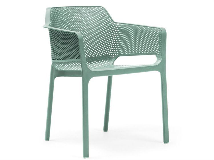 Nardi NET Fiberglass Resin Salice Stackable Dining Arm Chair