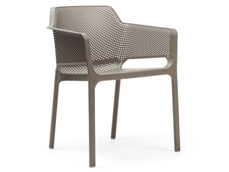 Nardi NET Fiberglass Resin Tortora Stackable Dining Arm Chair