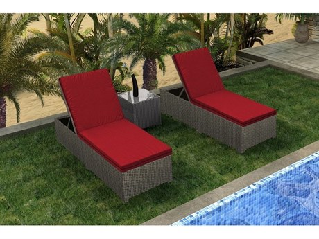 Forever Patio Barbados Wicker Thick 3 Piece Chaise Lounge Set