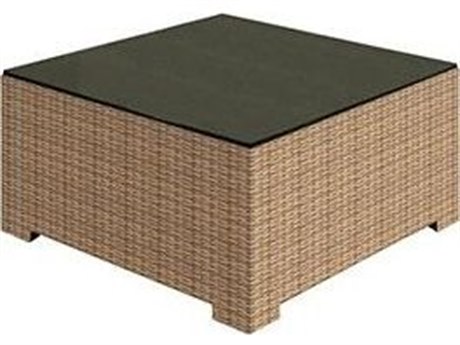 Forever Patio Barbados Wicker 32'' Square Glass Top Coffee Table
