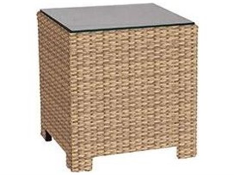 Forever Patio Barbados Wicker 20'' Square Glass Top End Table