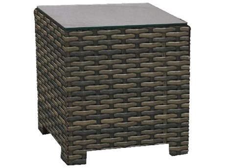 Forever Patio Brookside Wicker Rye 20'' Square Glass To End Table