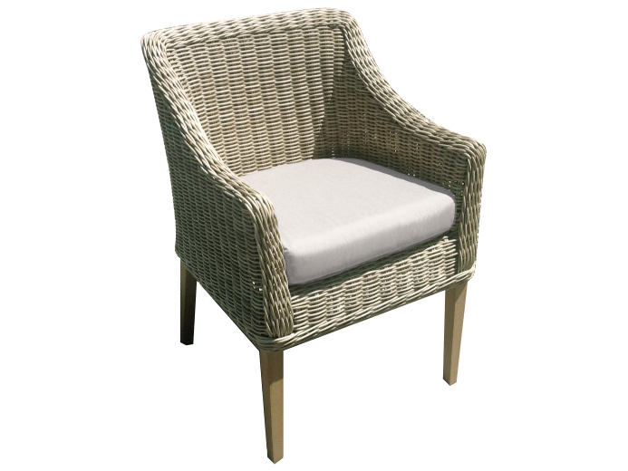 Forever Patio Quick Ship Carlisle Alabaster Teak Wicker Dining Chair