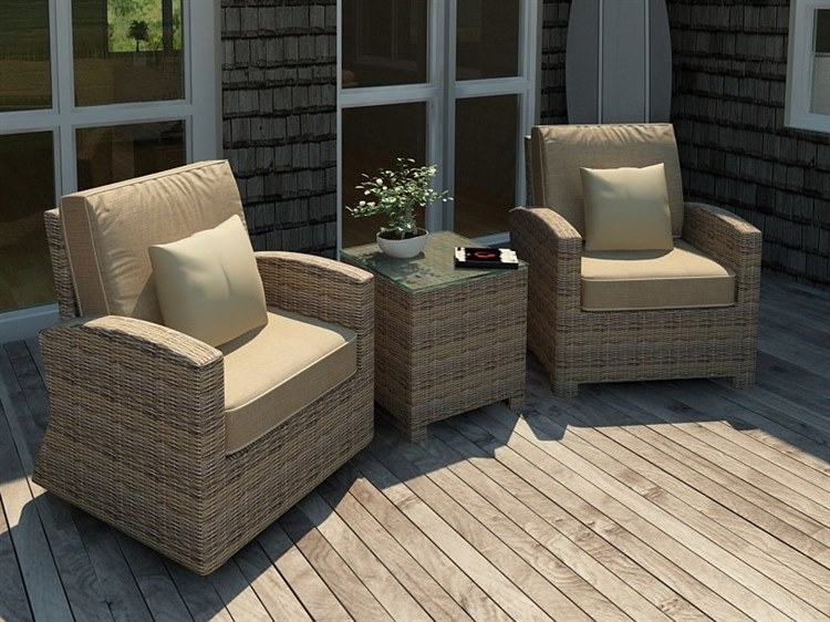 Forever Patio Cypress Wicker Heather Thick 3 Piece Lounge Set