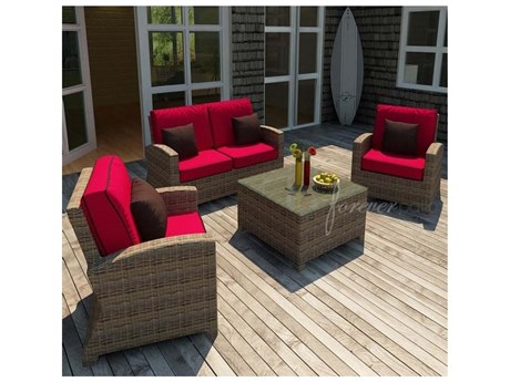 Forever Patio Cypress Wicker Heather Thick 4 Piece Lounge Set