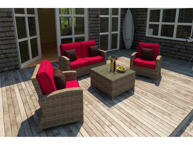 Forever Patio Cypress Wicker Heather Round 4 Piece Lounge Set