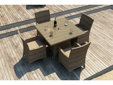 Forever Patio Cypress Wicker Heather Thick 5 Piece Dining Set