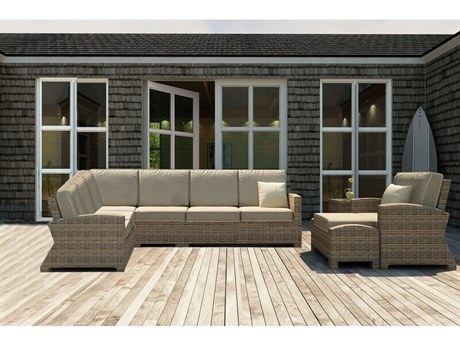 Forever Patio Cypress Wicker Heather Thick  7 Piece Sectional Lounge Set