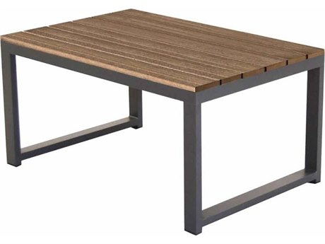 Forever Patio Hanover Slat Aluminum Gray Rectangular Coffee Table with Gray PolyTuf Top