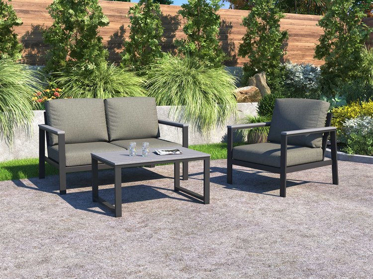 Forever Patio Hanover Slat Aluminum Dark Gray 3 Piece Lounge Set