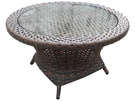 Forever Patio Horizon Wicker Bronze Smoke 34'' Round Glass Top Coffee Table