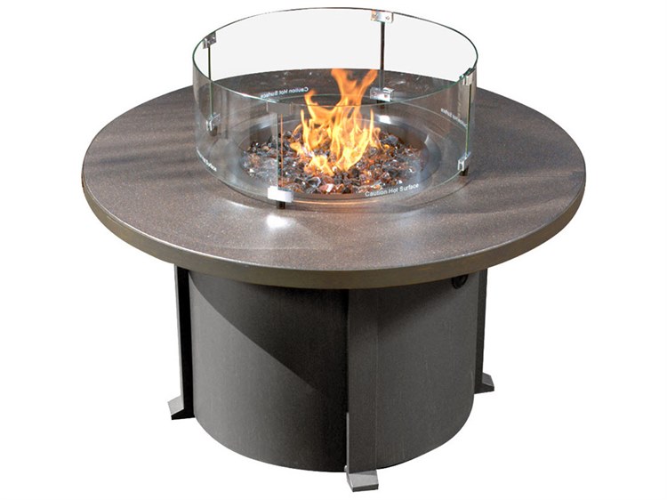 Forever Patio Universal Aluminum Black 42'' Round Fire Pit Table with Cal Sil Top