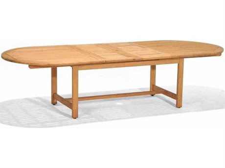Forever Patio Universal Teak 87-114''W x 41''D Oval Extension Dining Table with Umbrella Hole