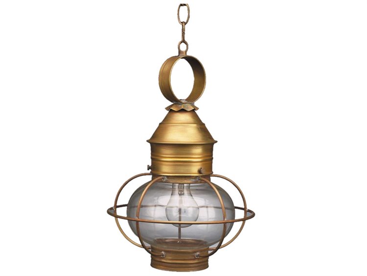 Northeast Lantern Onion 1-Light Outdoor Hanging Light Brass 4