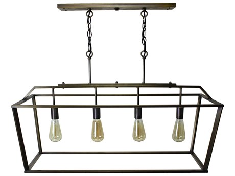 Northeast Lantern Foyer 4-Light Black Geometric Island Pendant