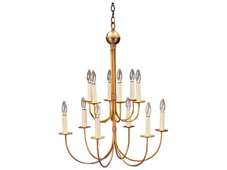 Northeast Lantern 12-Light Brass Candelabra Chandelier