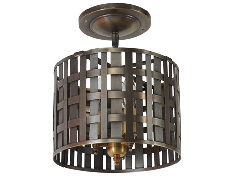 Northeast Lantern Weave 3-Light Bronze Semi Flush Mount