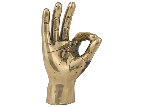 Noir Brass Ok Sign Sculpture