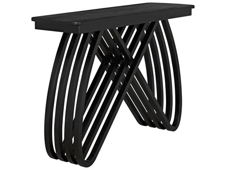 Noir Rectangular Wood Charcoal Black Console Table
