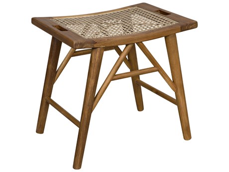 Noir Caning Clear Coat Flat Brown Accent Stool
