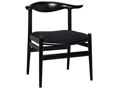 Noir Sungkai Wood Black Upholstered Side Dining Chair