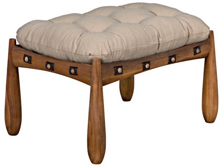 Noir Clear Coat Satin Brown Upholstered Accent Stool