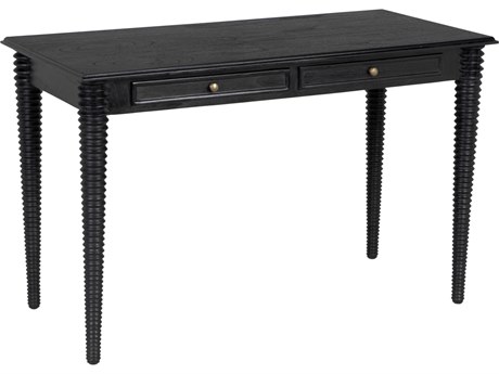 Noir Leonardo Charcoal Black Mindi Wood Secretary Desk