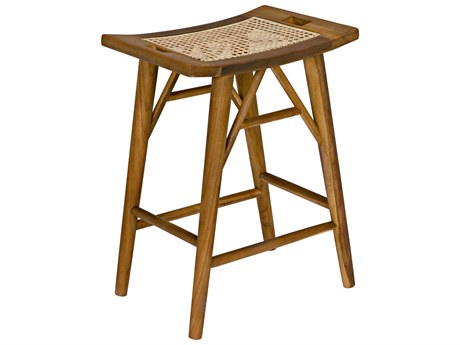 Noir Murphy Teak Wood Clear Coat Flat Counter Stool