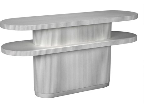 Noir Parker Oval Wood White Wash Console Table