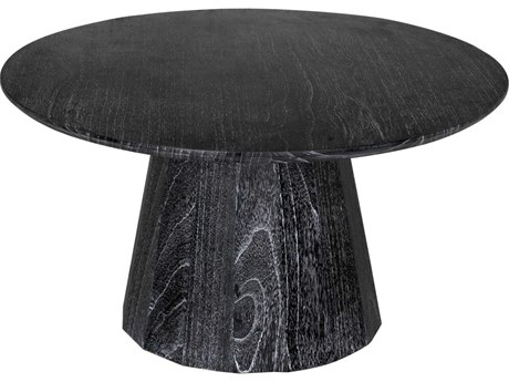 Noir Harlow Round Wood Cinder Black Coffee Table