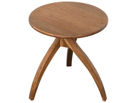 Noir Round Wood Clear Coat Flat Vikram End Table