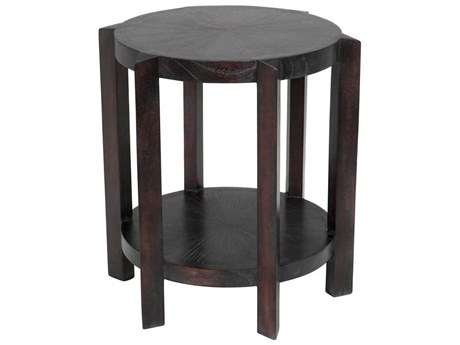 Noir Yuhuda Round Wood Sombre End Table