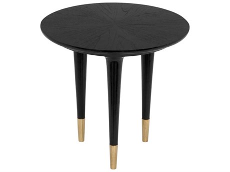 Noir Maganini Round Wood Charcoal Black End Table