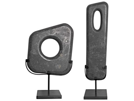 Noir Black Marble And Matte Flaubert Decorative Accent Set of 2