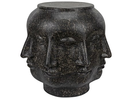 Noir Black Fiber Cement Accent Stool