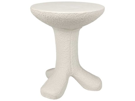 Noir Round White End Table