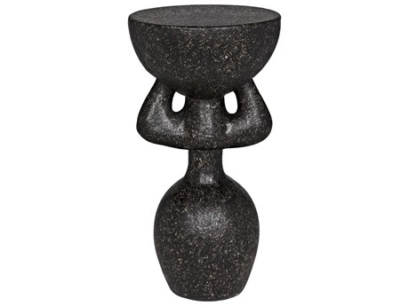 Noir Round Black Fiber Cement End Table