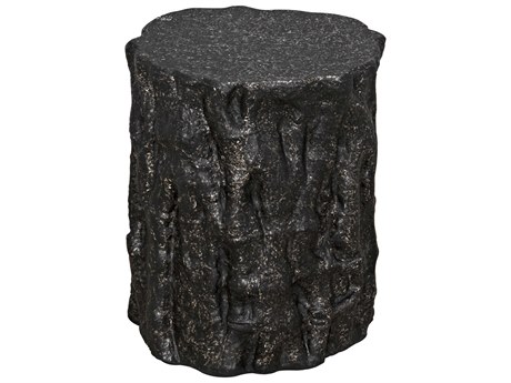 Noir Round Black Fiber Cement End Table
