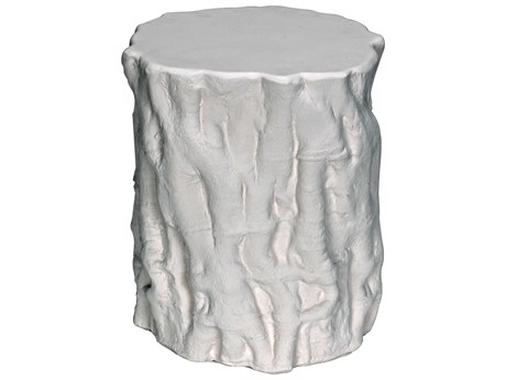 Noir Round White Fiber Cement End Table