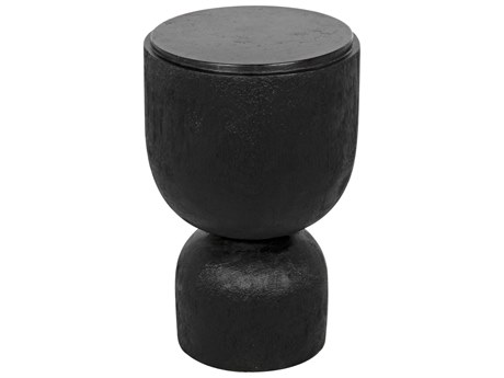 Noir Round Marble Burnt Black End Table