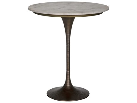 Noir Joni Aged Brass Round Marble Bar Table