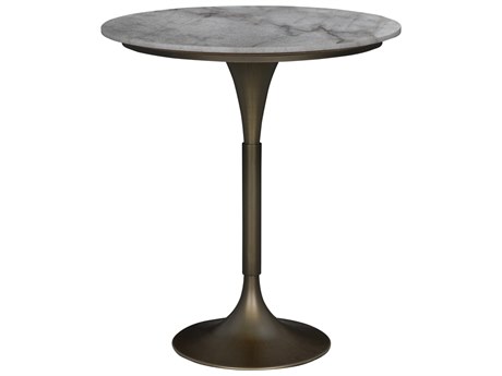 Noir Jman Aged Brass Round Marble Bar Table