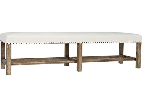 Noir Living Room Accents Grey Wash White Cotton Upholstered Accent Bench