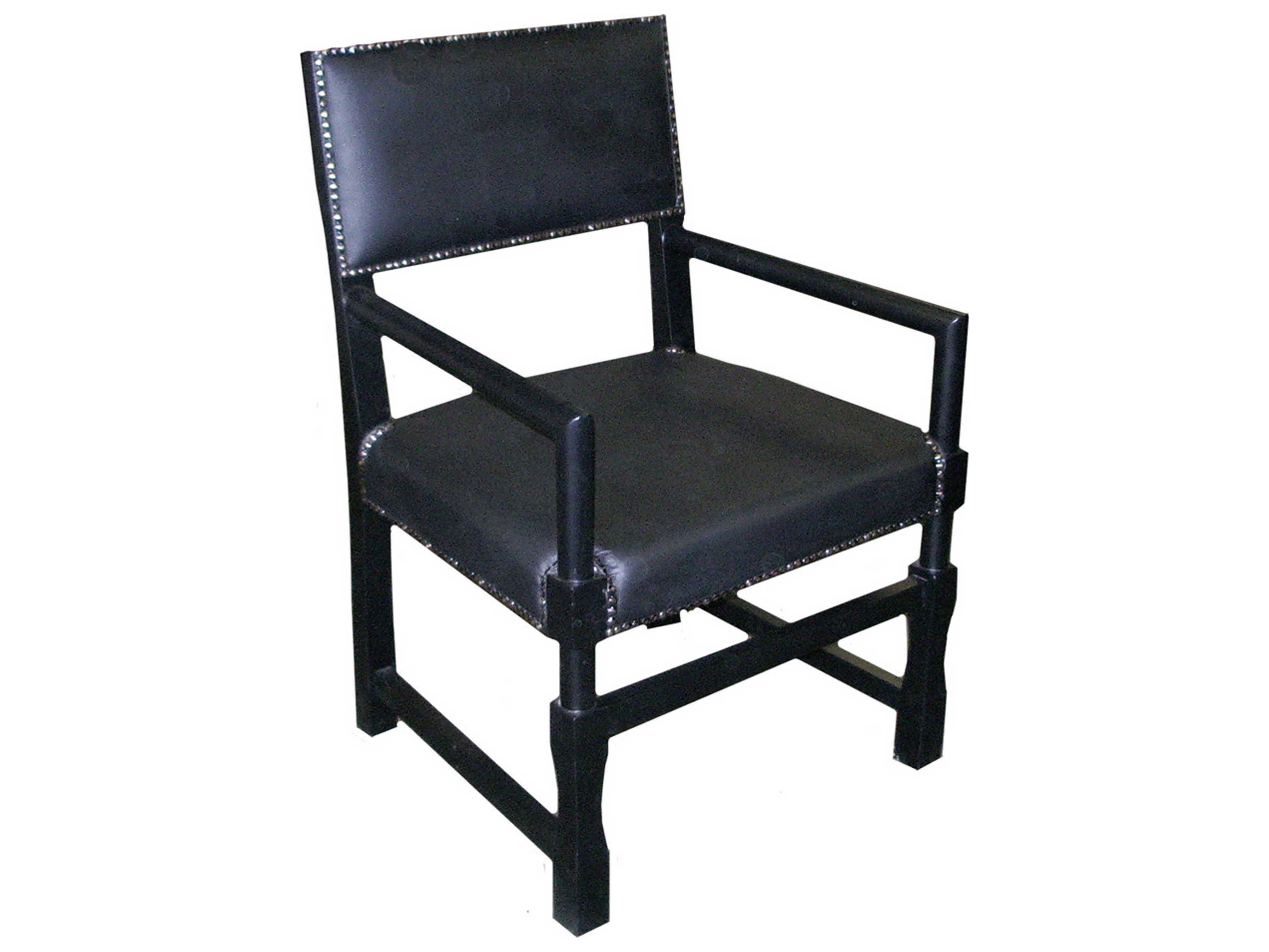 Noir Furniture Leather Square Black Dining Arm Chair | NOIGCHA106A
