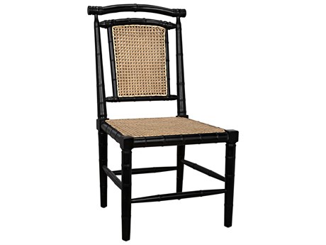 Noir Colonial Mahogany Wood Black Side Dining Chair